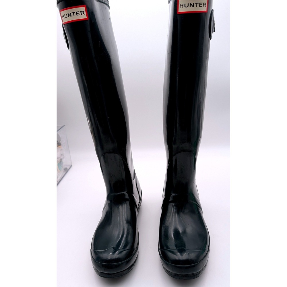 Hunter Original Tall Gloss Rain Boots Hunter Green Waterproof US 8 EU 39
